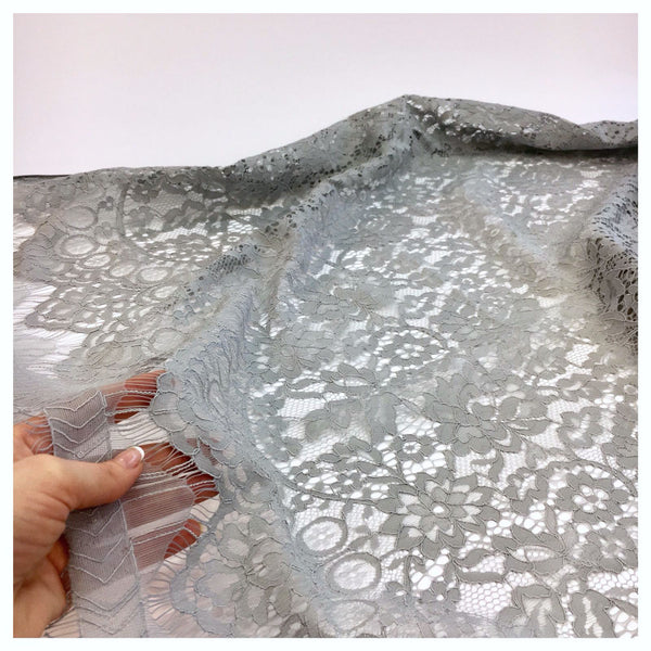 Chantilly Lace Fabric COUPON Lace STRETCH Lace Fabric For Dress Making Grey Lace Fabric Dress Lace Fabric 3.3 YARDS - buklefabrics