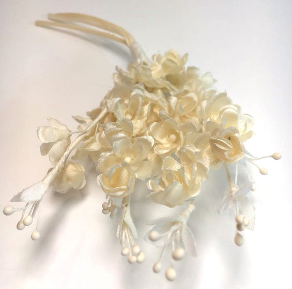 SILK Flower Brooch White Boutonniere Millinery Accessory Wedding Dress Bridal Hair Pins - buklefabrics