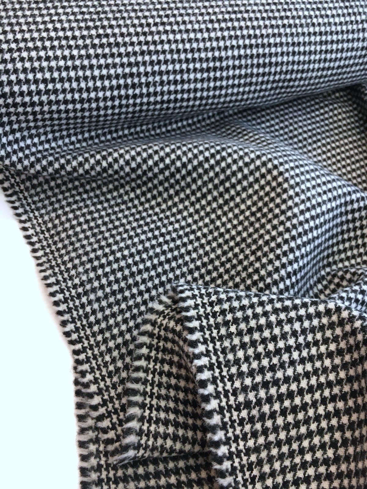 Houndstooth Wool suiting fabric stretch tweed with Lycra / Spandex - buklefabrics